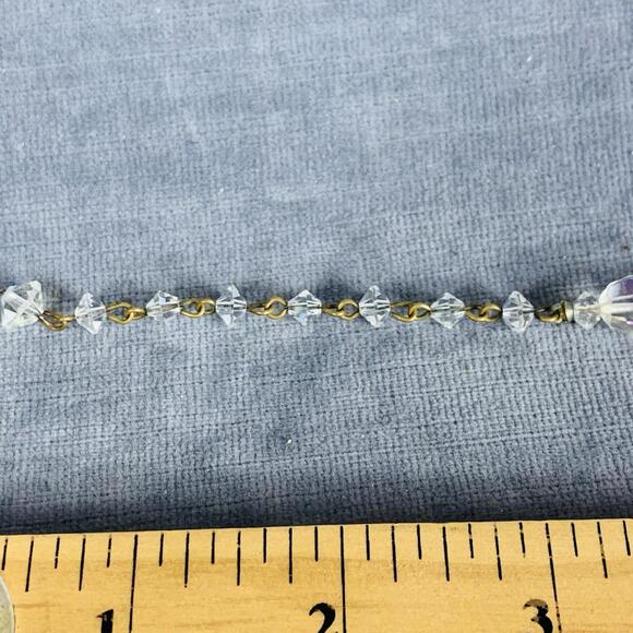 Vintage 1950s Mid Century Choker Necklace Clear Crystal Beads Adjustable Length - Picture 8 of 8
